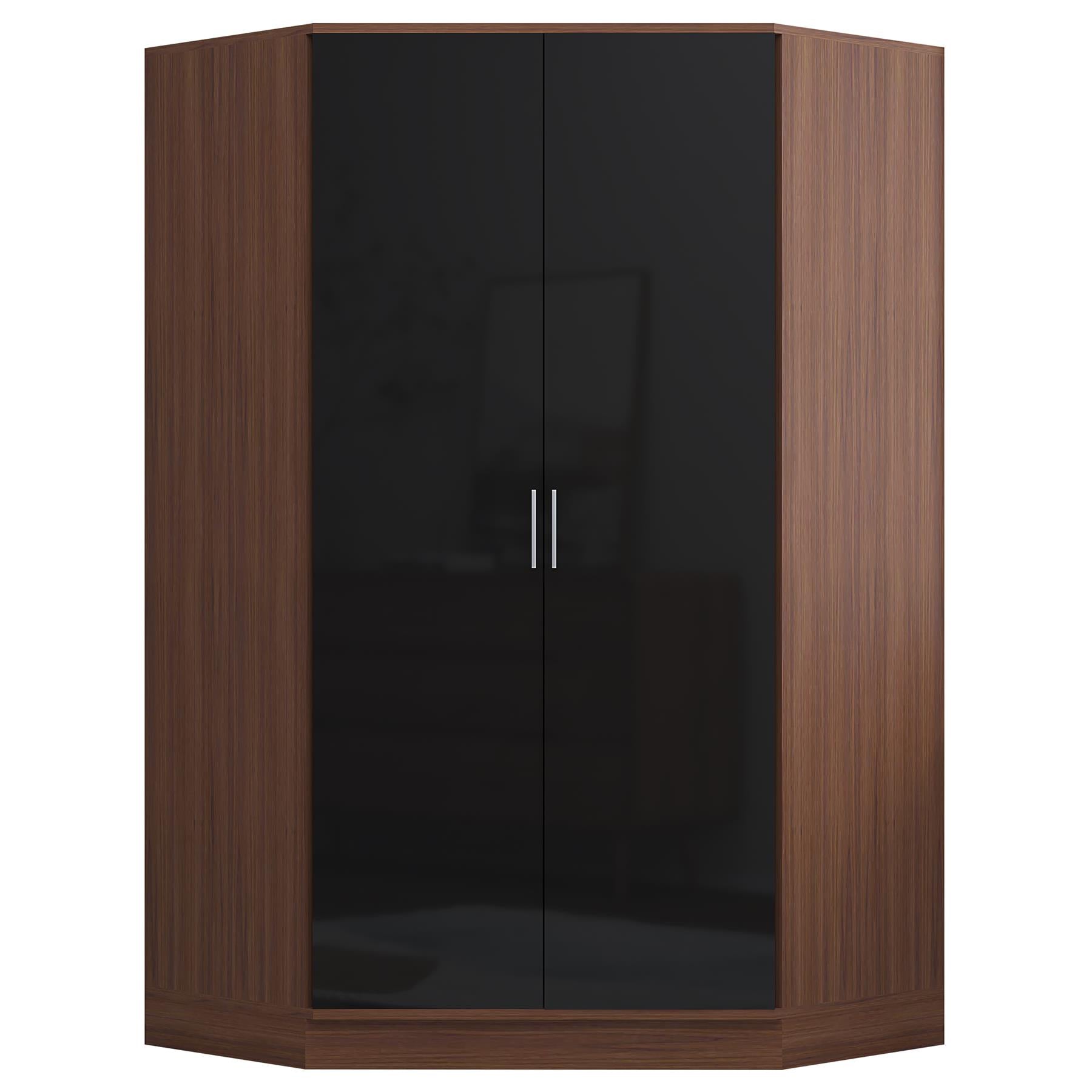 REFLECT High Gloss Bedroom Furniture Wardrobe Chest Bedside Desk - Black/Walnut