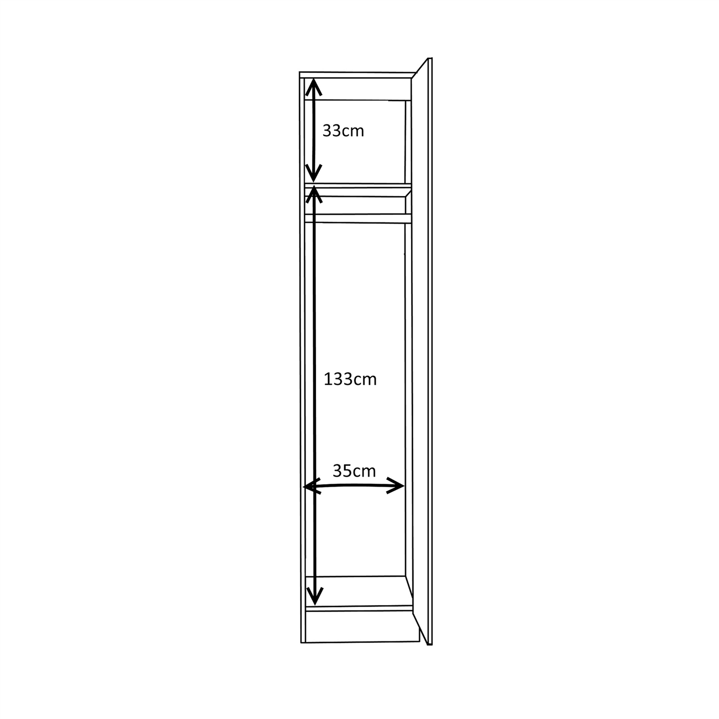 Reflect 1 Door High Gloss Wardrobe - White, Durable Melamine Finish - Modern Bedroom Storage - Single Door Wardrobe