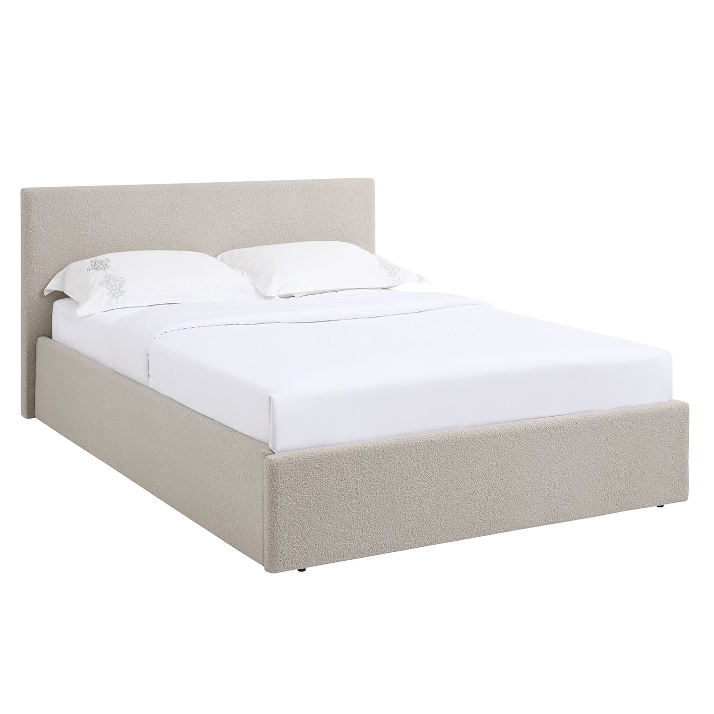 TEDDY Boucle Fabric Ottoman Storage Bed - 2 Colours + 4 Sizes + 6 Mattresses
