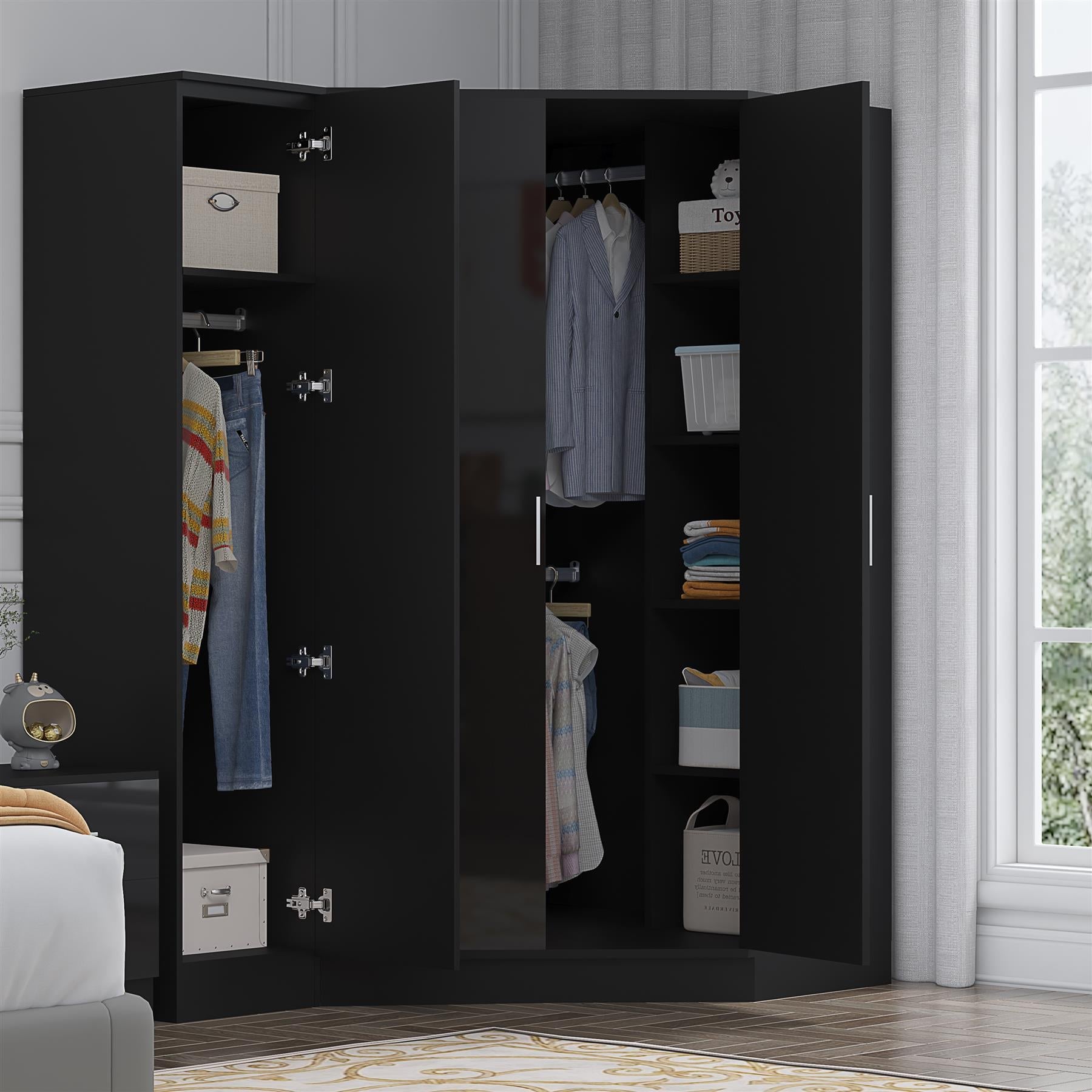 REFLECT Gloss 3 Door Corner Wardrobe Bundle Inc Corner + 1 Door Wardrobe Set