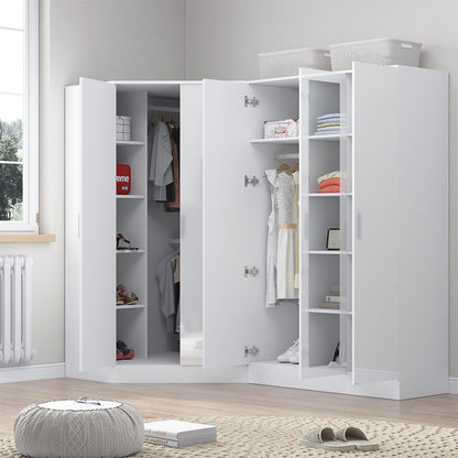 REFLECT Gloss 5 Door Wardrobe Bundle - 2 Door Corner + 3 Door Mirror Bedroom Set
