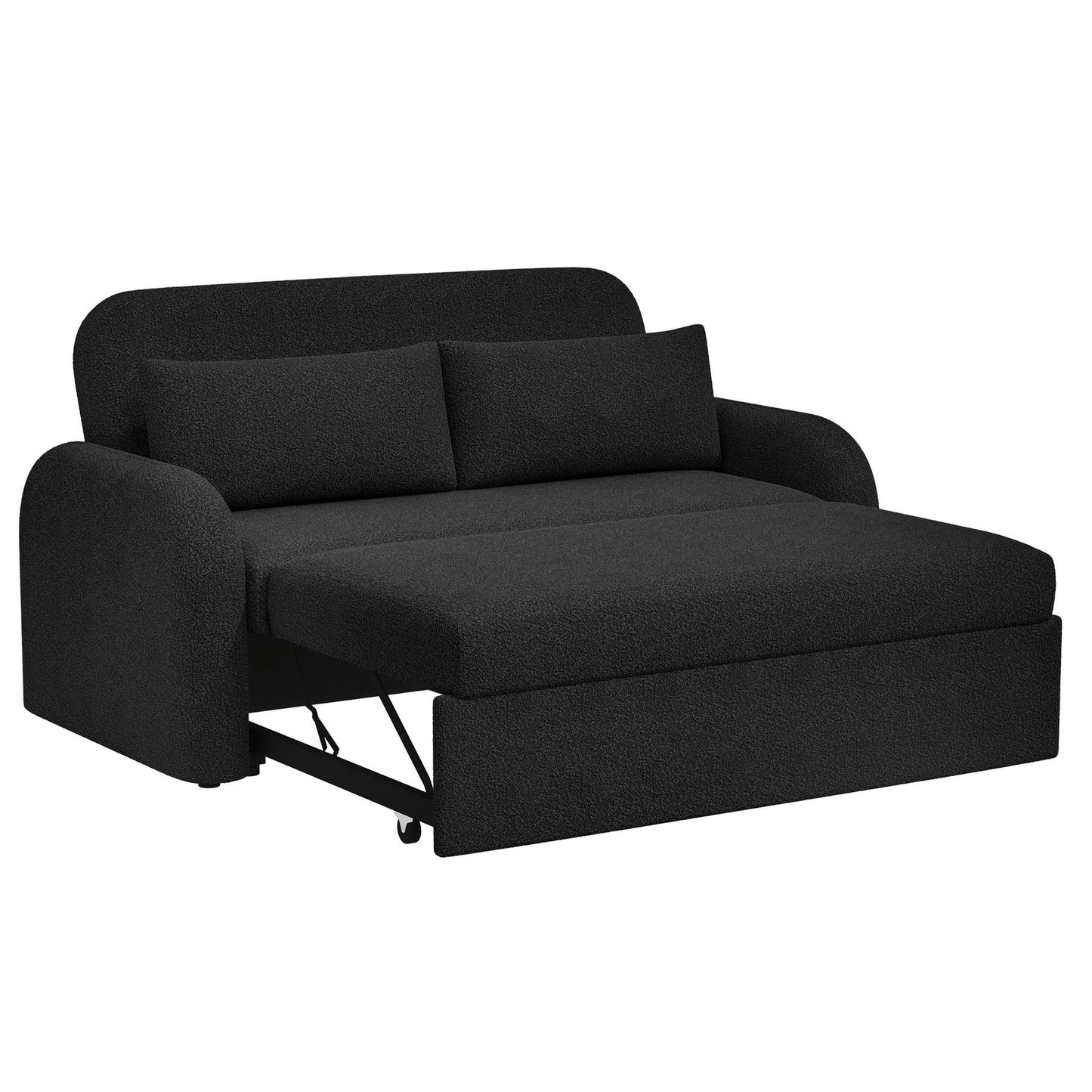 NOMA 2-Seater Boucle Pull Out Sofa Bed with Matching Cushions - Black