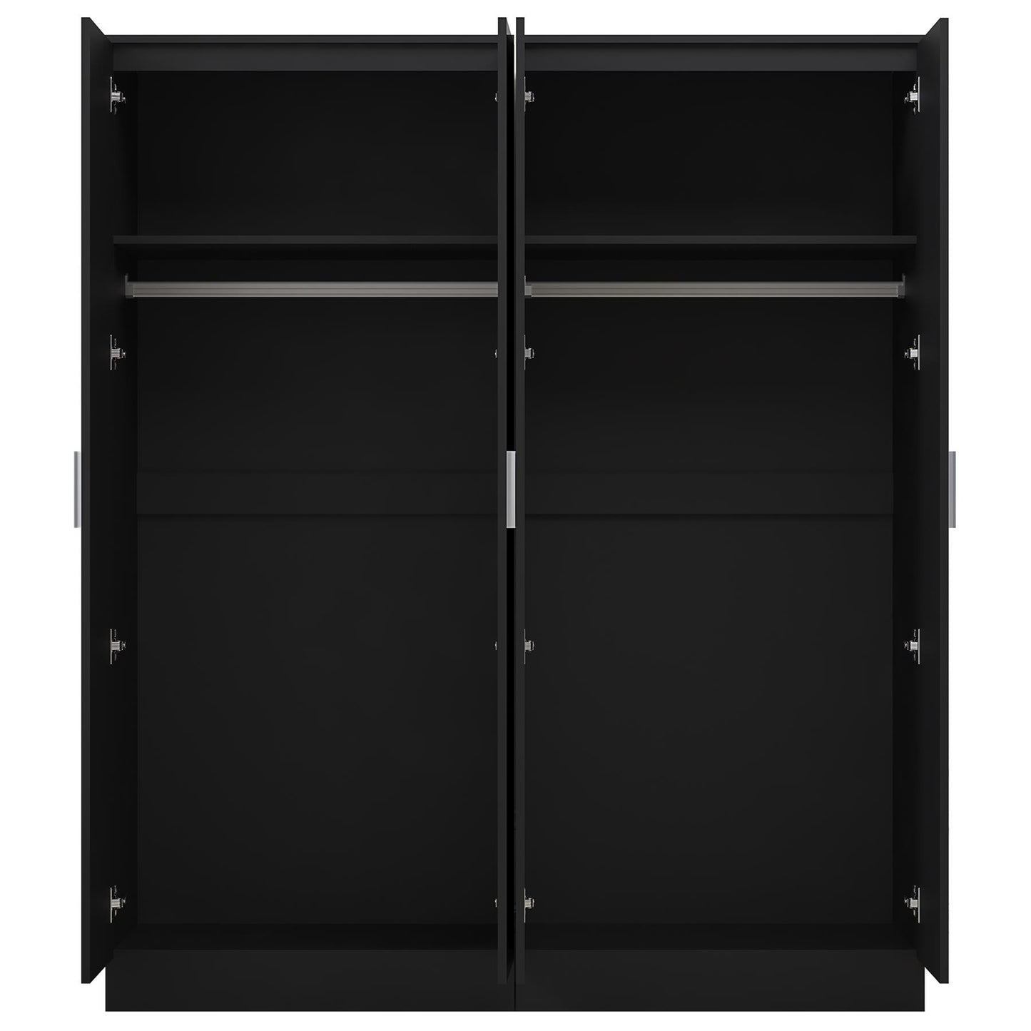 Reflect 2pc Wardrobe Bundle - 2 Door Mirror + 2 Door Plain - Black Gloss & Black Oak