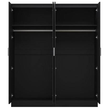 Reflect 2pc Wardrobe Bundle - 2 Door Mirror + 2 Door Plain - Black Gloss & Black Oak