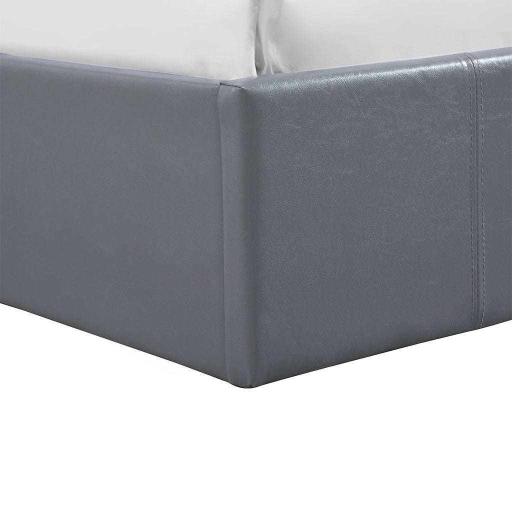 LUNA Faux Leather Ottoman Storage Bedframe in Grey 4 Size + Mattress Options