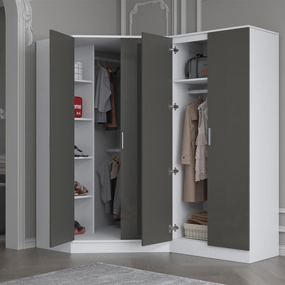 REFLECT Gloss 4 Door Wardrobe Bundle Inc 2 Door Corner + 2 Door Bedroom Set