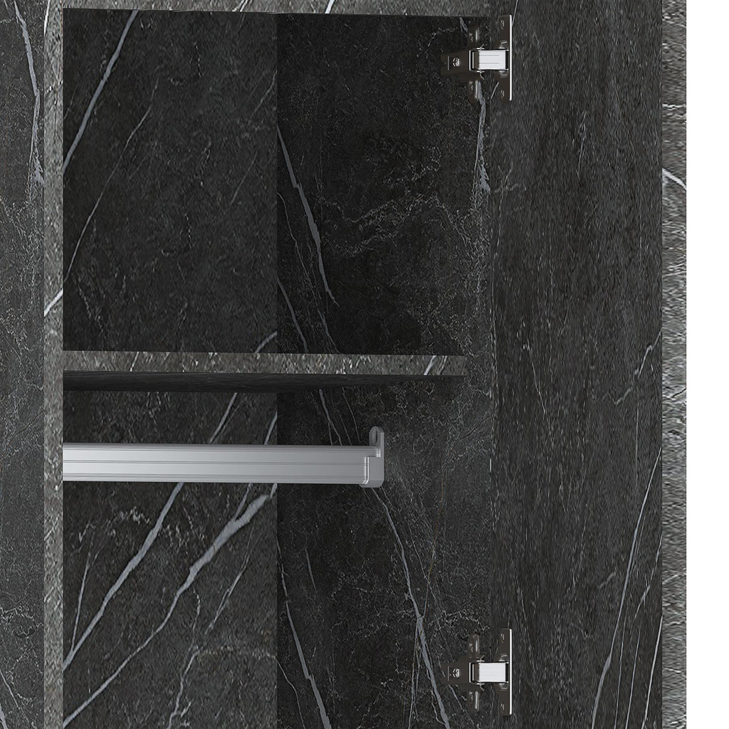 ZITA Compact 1-Door Wardrobe in Grey Marble Effect - Bedroom Storage, Stylish and Space-Saving