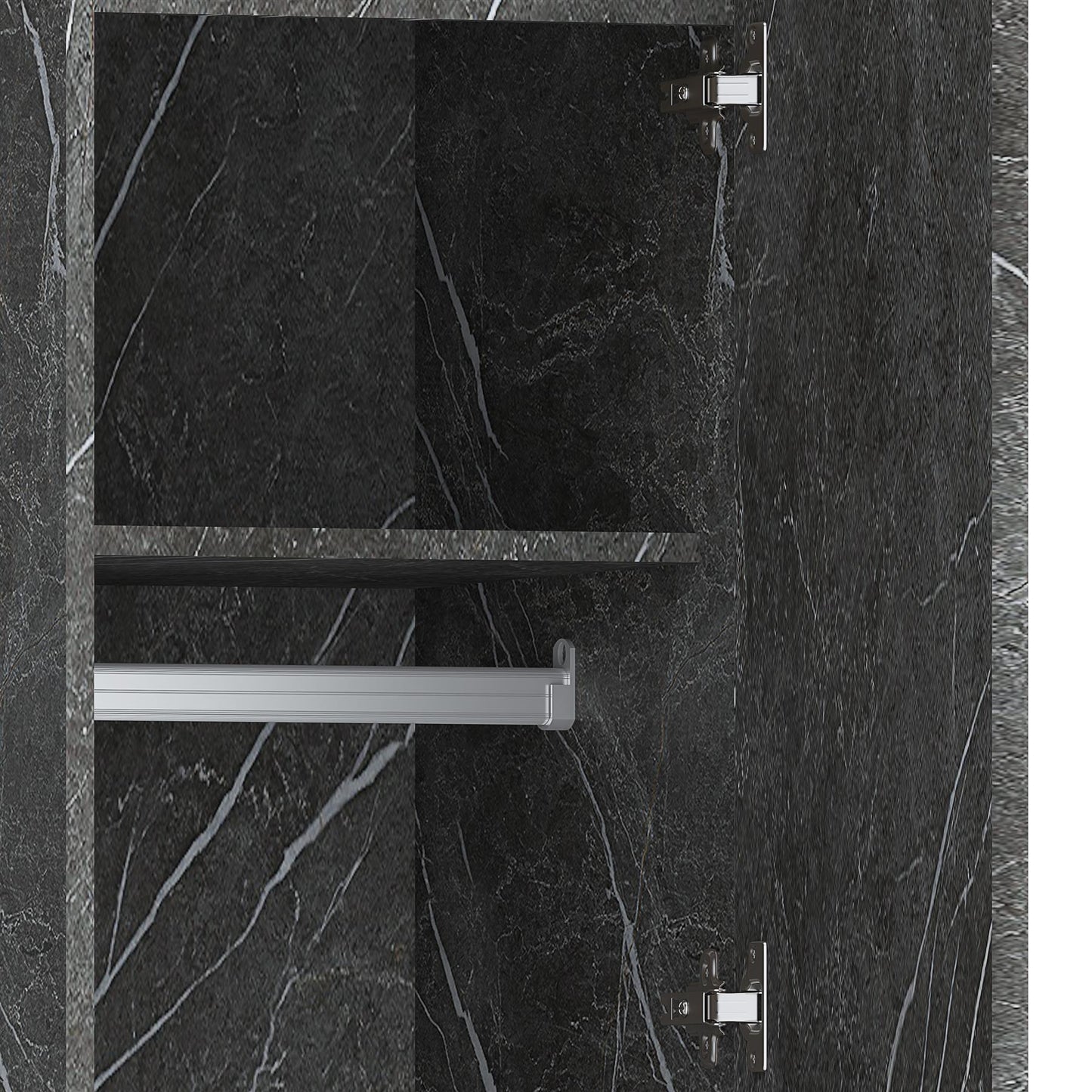 ZITA Compact 1-Door Wardrobe in Grey Marble Effect - Bedroom Storage, Stylish and Space-Saving