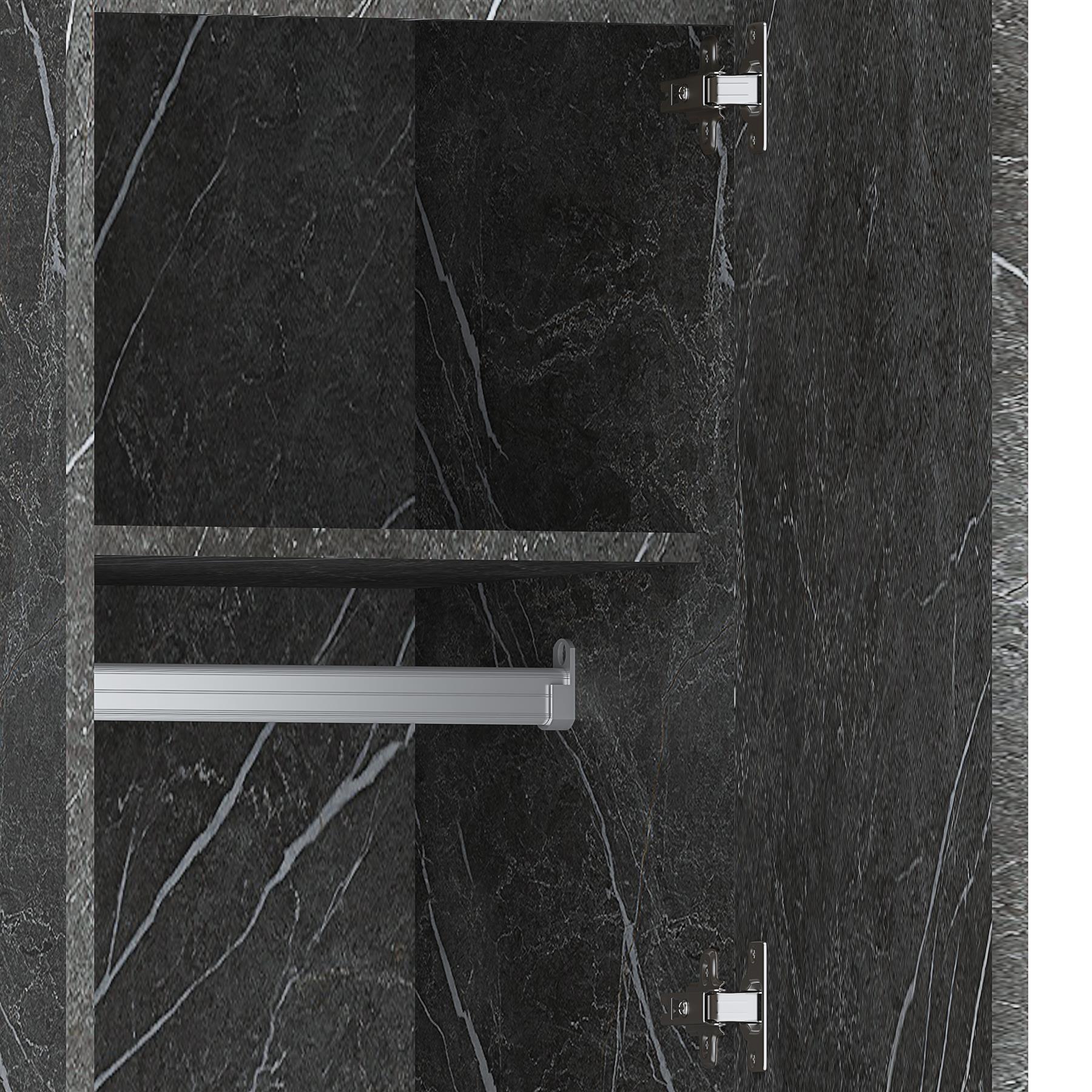 ZITA Compact 1-Door Wardrobe in Grey Marble Effect - Bedroom Storage, Stylish and Space-Saving