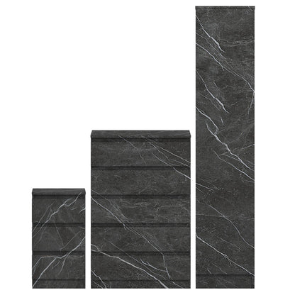 ZITA Grey Marble Effect 3 Piece Bedroom Set - 1-Door Wardrobe, Chest & Bedside Table, Stylish Modern Storage Furniture