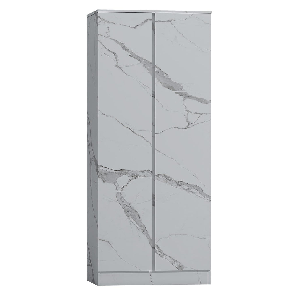 ZITA 2 Door PLAIN Wardrobe - White Marble Effect