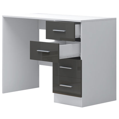 Reflect 4 Drawer Desk - Grey Gloss & Matt White - Modern Bedroom Storage for Vanity, Work or Study