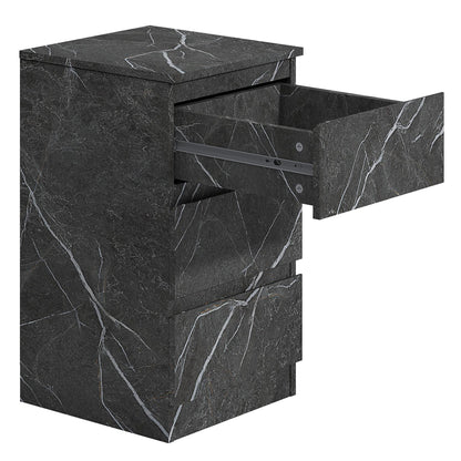 ZITA Bedroom Furniture Tall 3 Drawer Bedside in White OR Grey Marble Colour