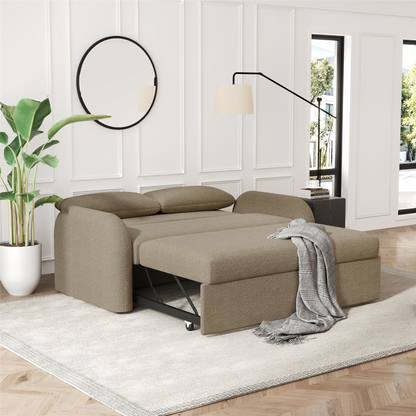 NOMA 2-Seater Boucle Pull Out Sofa Bed with Matching Cushions - Taupe
