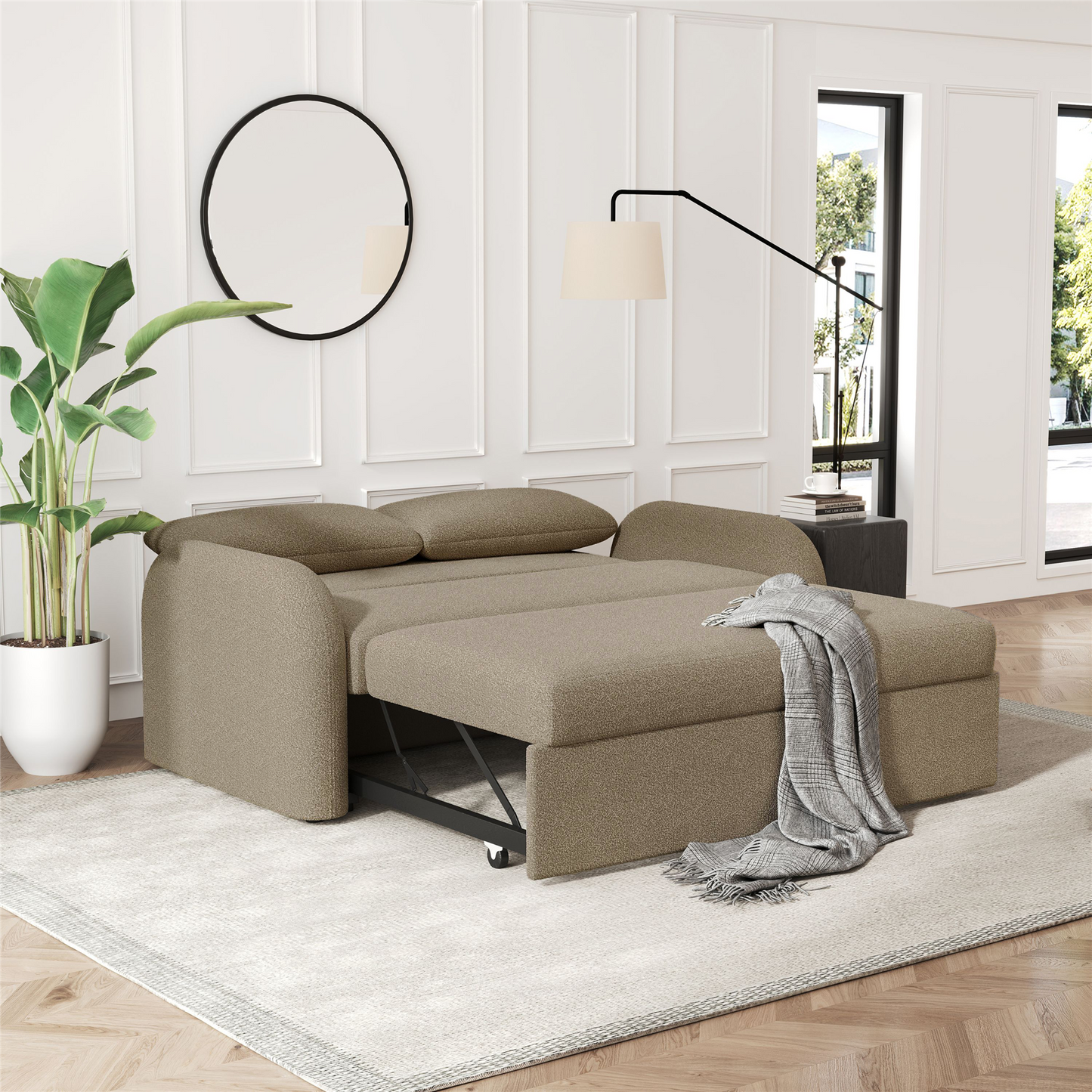 NOMA 2 Seater Boucle Pull Out Sofabed with Storage - 3 Colour Options