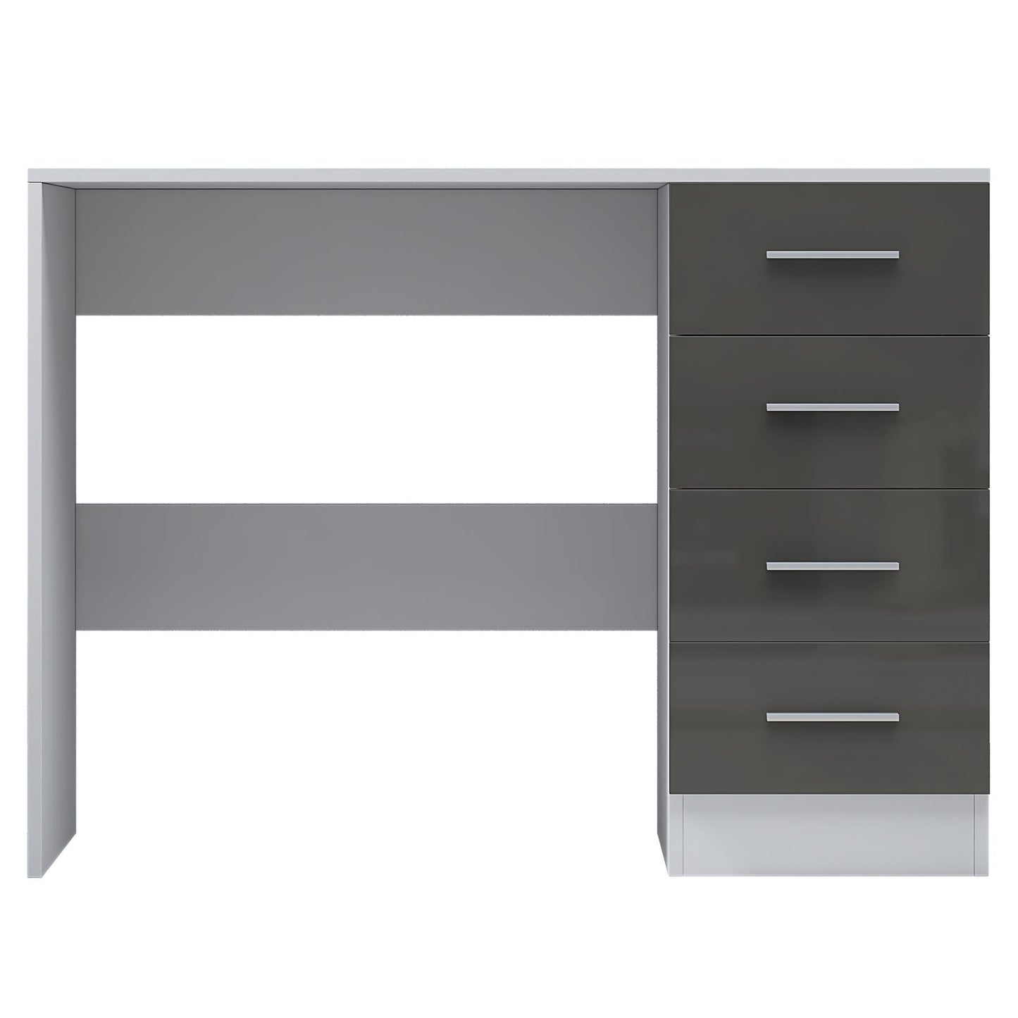 Reflect 4 Drawer Desk - Grey Gloss & Matt White - Modern Bedroom Storage for Vanity, Work or Study