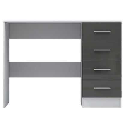 Reflect 4 Drawer Desk - Grey Gloss & Matt White - Modern Bedroom Storage for Vanity, Work or Study