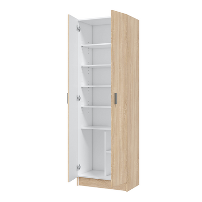 Vita Oak 2 Door Shoe & Boot Cupboard - Modular Kitchen Utility Room Cleaning Cabinet