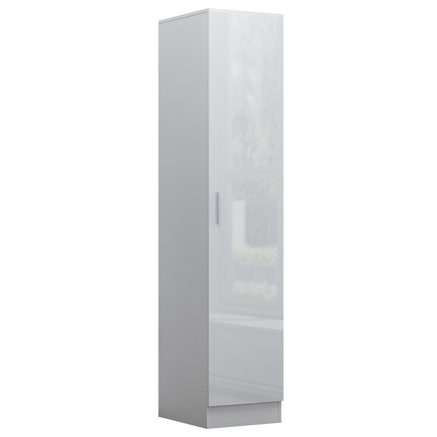 Reflect 1 Door High Gloss Wardrobe - White, Durable Melamine Finish - Modern Bedroom Storage - Single Door Wardrobe