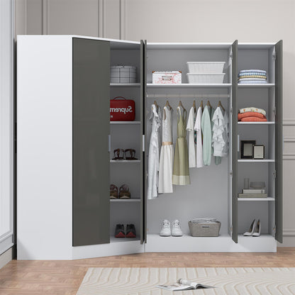 REFLECT Gloss 5 Door Corner Wardrobe Bundle Inc Corner + 3 Door Wardrobe Set