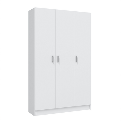 VITA White 3 Door Broom Cupboard - Modular Kitchen & Utility Room Cleaning Storage Cabinet