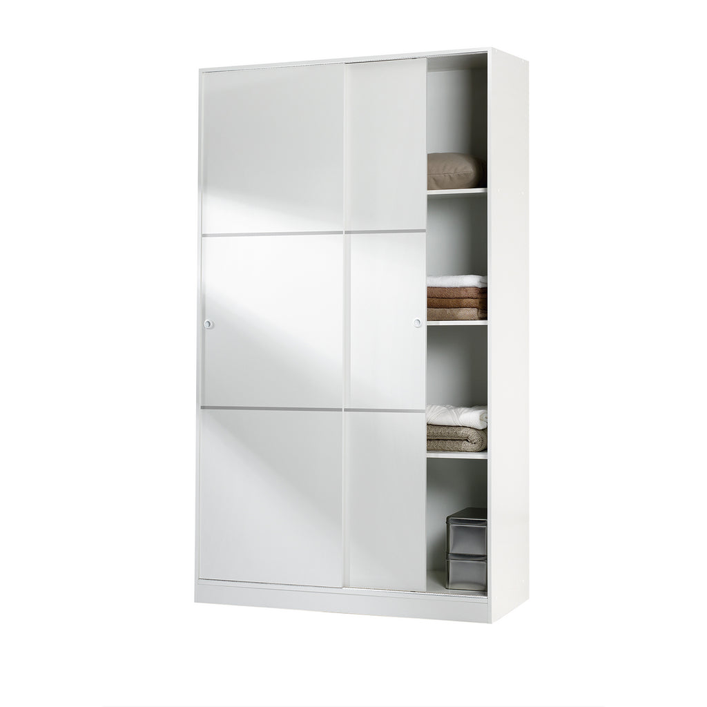 TOP White 2 Door Large Modern Sliding Bedroom Wardrobe