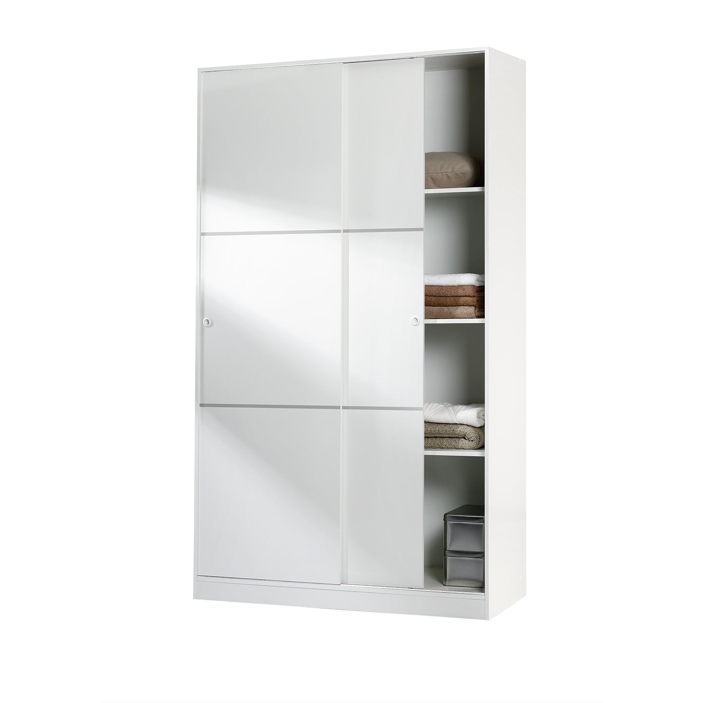 TOP White 2 Door Large Modern Sliding Bedroom Wardrobe