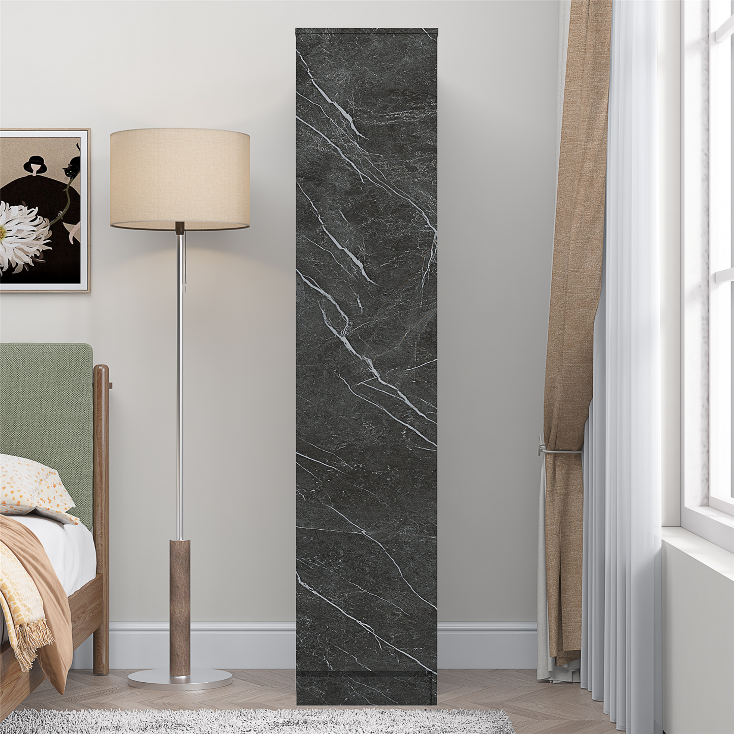 ZITA Bedroom Furniture 1 Door Wardrobe in Grey OR White Marble Effect Colours