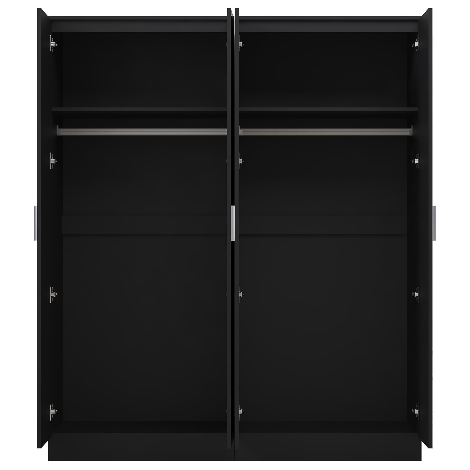 REFLECT - 2x 2 Door PLAIN Wardrobe Bundle - Gloss Black / Matt Black