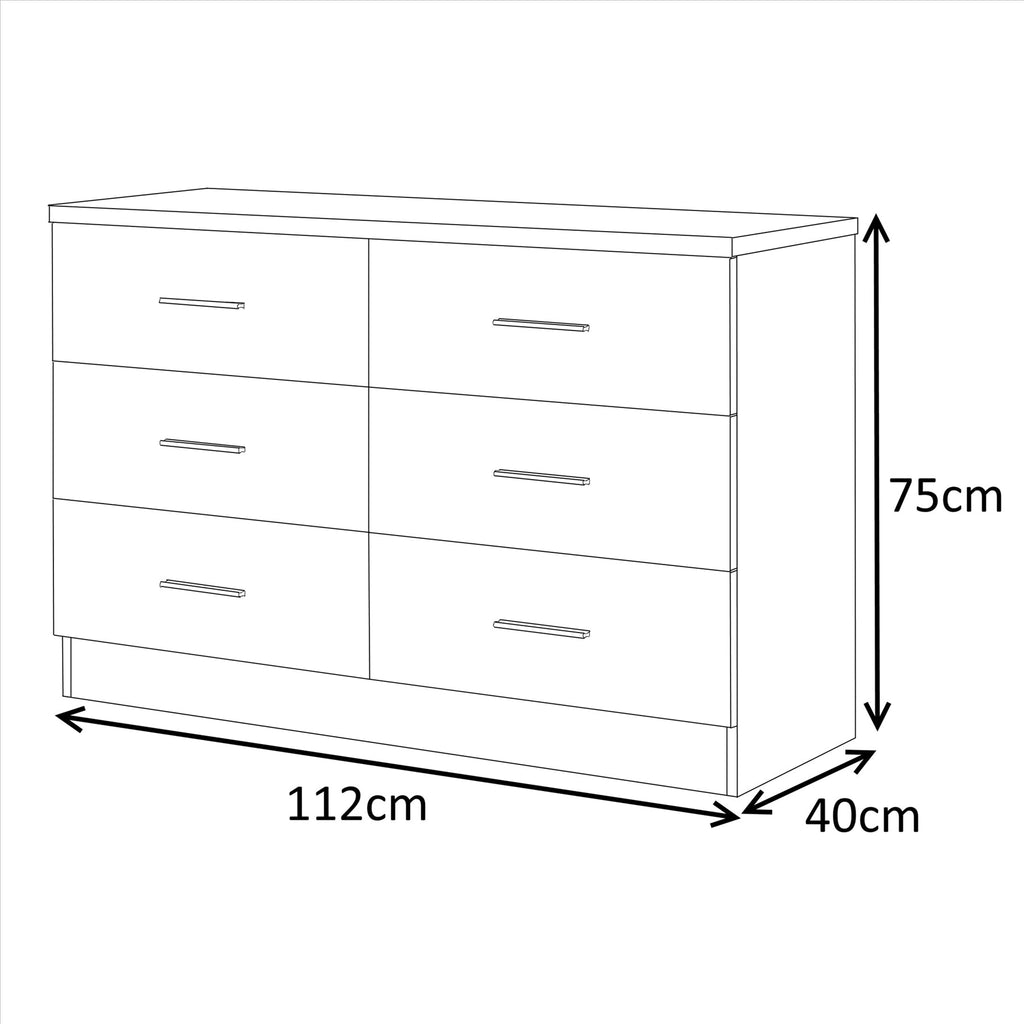 REFLECT High Gloss Bedroom Furniture Wardrobe Chest Bedside Desk Option in White