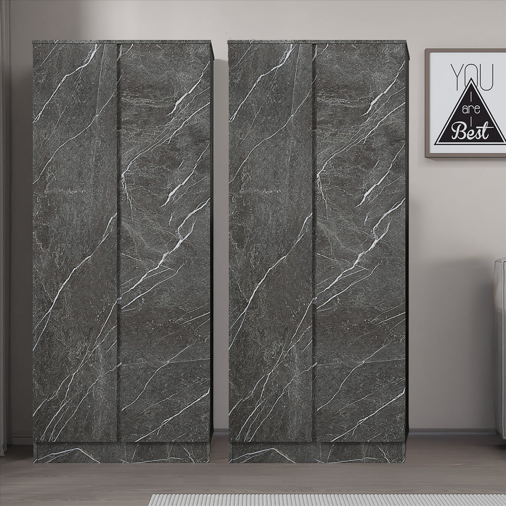 ZITA Grey Marble Effect 2 Piece Wardrobe Bundle - 2 x 2-Door Wardrobes