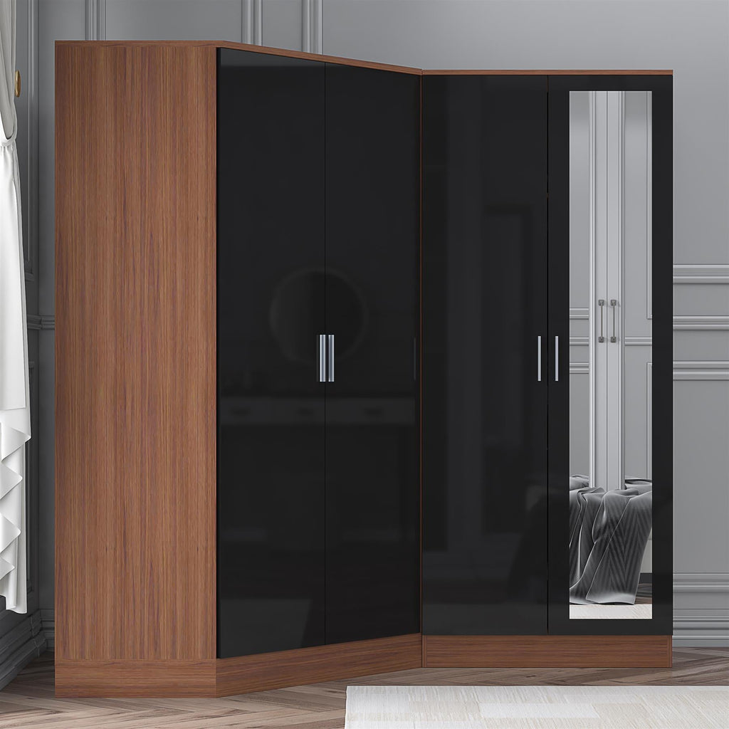 REFLECT Gloss 4 Door Wardrobe Bundle Inc 2 Door Corner + 2 Door Mirror Wardrobes