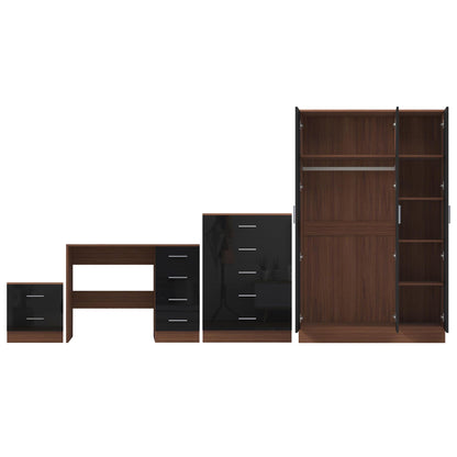 REFLECT Gloss 4pc Bedroom Set - 3 Door Wardrobe + Tall Chest + Bedside + Desk