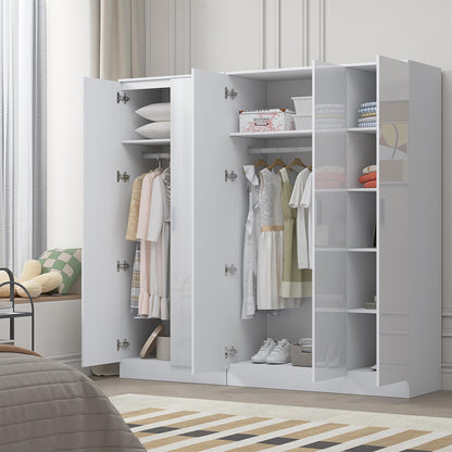 Reflect 2pc Wardrobe Bundle - 3 Door Plain + 2 Door Plain - White Gloss & Matt White