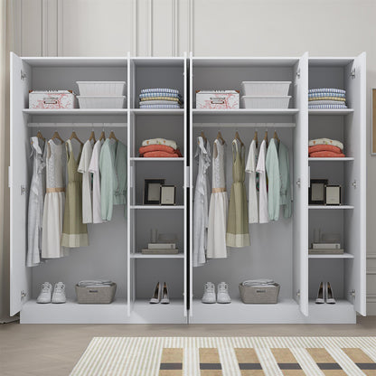 Reflect 2pc Wardrobe Bundle - 3 Door Plain + 3 Door Plain - White Gloss & Matt White