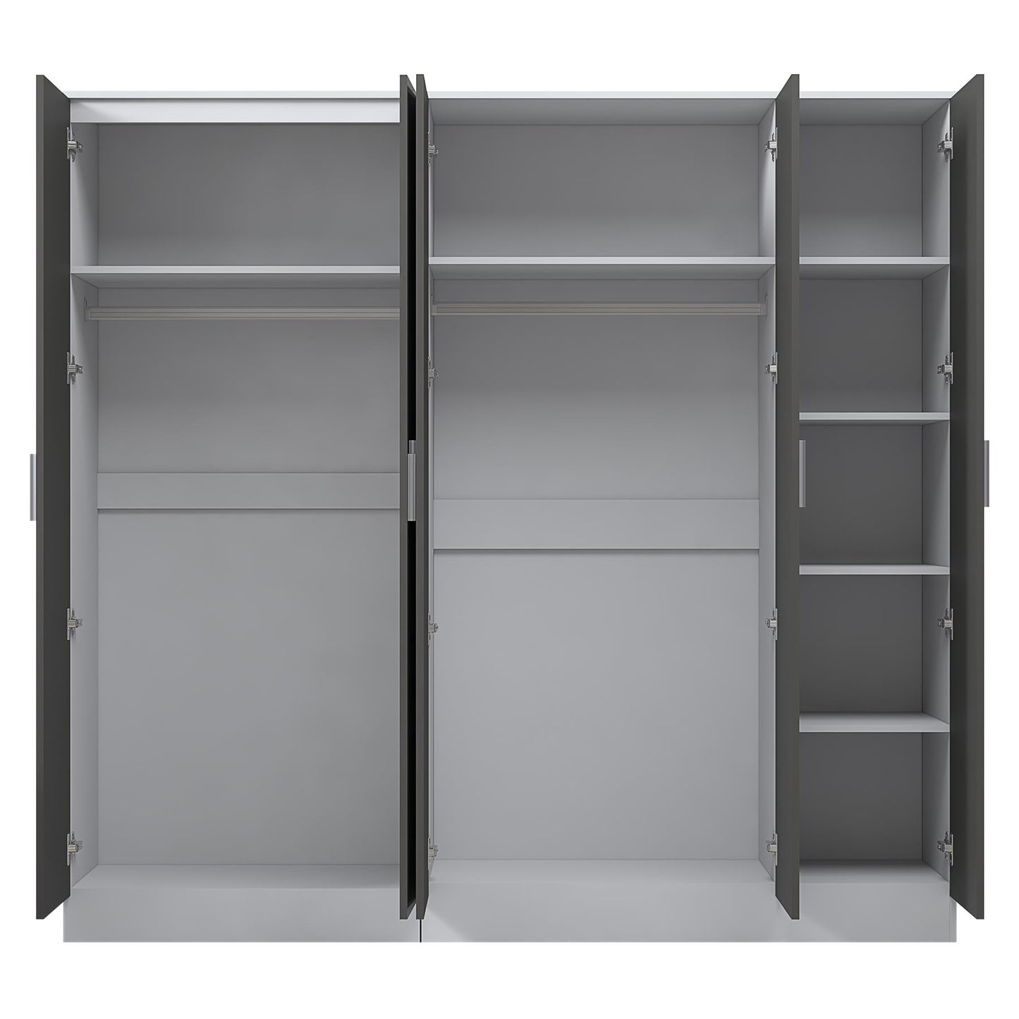 Reflect 2pc Wardrobe Bundle - 3 Door Mirror + 2 Door Plain - Grey Gloss & Matt White