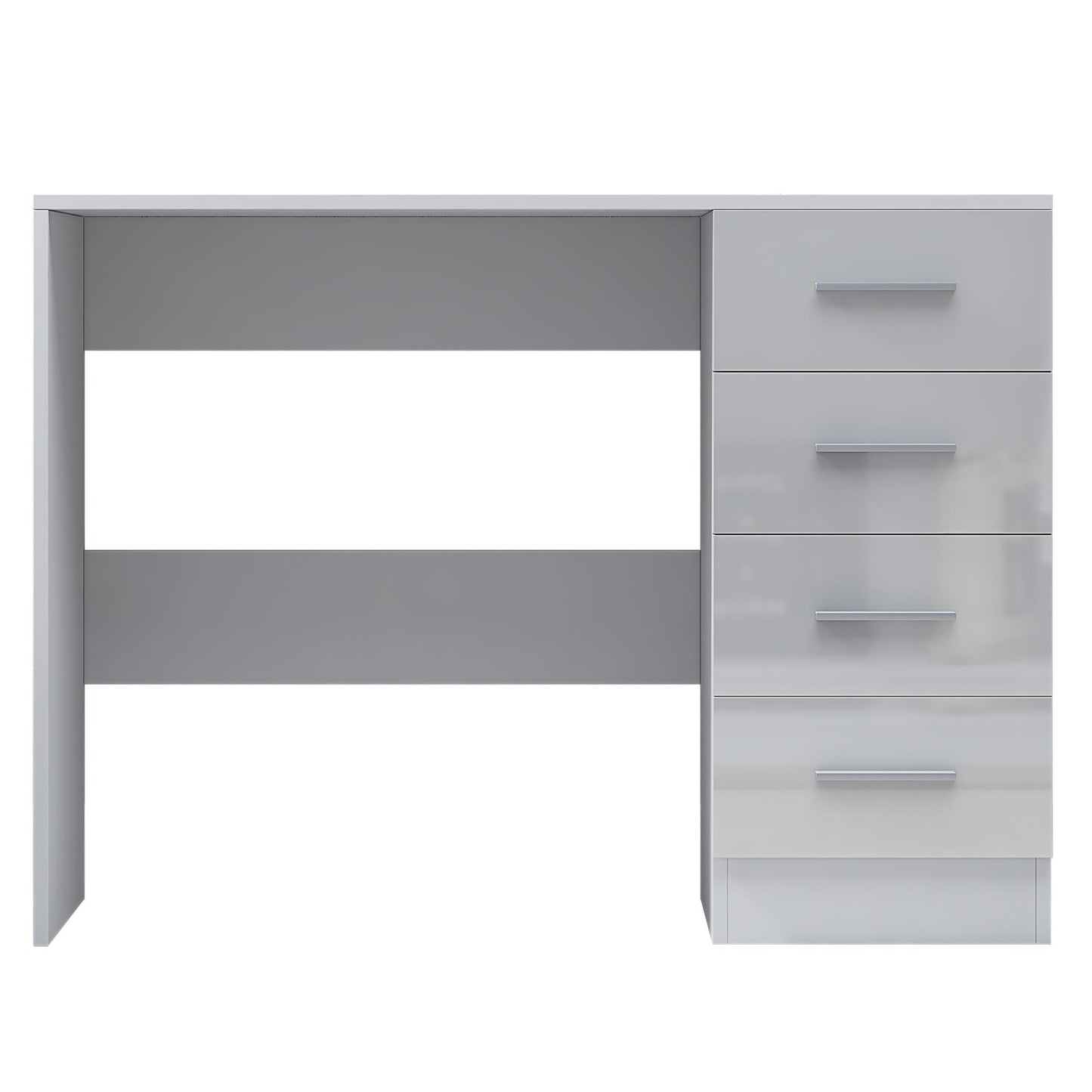 Reflect 4 Drawer Desk - White Gloss & Matt White - Modern Bedroom Storage for Vanity, Work or Study