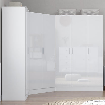 REFLECT Gloss 7 Door Wardrobe Bundle - Corner + 3dr Plain + Double Wardrobe