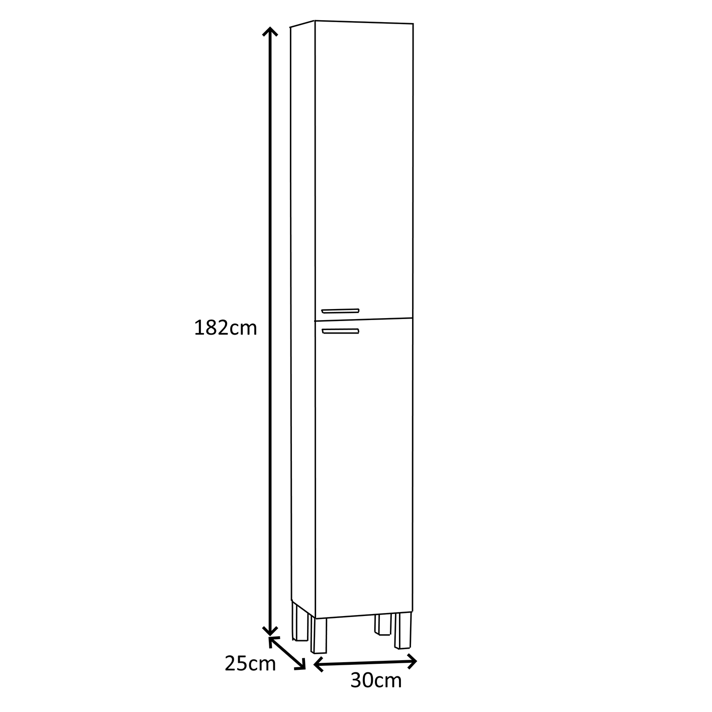 Baltic White Tall 2 Door Bathroom Storage Cabinet - Organiser for Toiletries & Towels