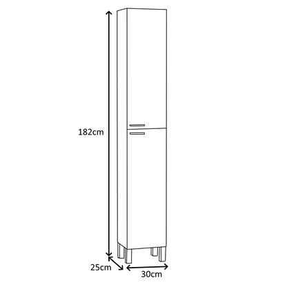Baltic White Tall 2 Door Bathroom Storage Cabinet - Organiser for Toiletries & Towels