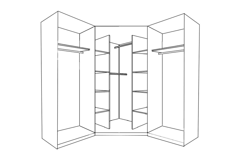 REFLECT Gloss 6 Door Wardrobe Bundle - 2 Door Corner + 2 Door + 2 Door Wardrobe