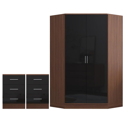 REFLECT 3pc Bedroom Set - 2 Door Corner + 2x Bedsides - 4 Colour Options