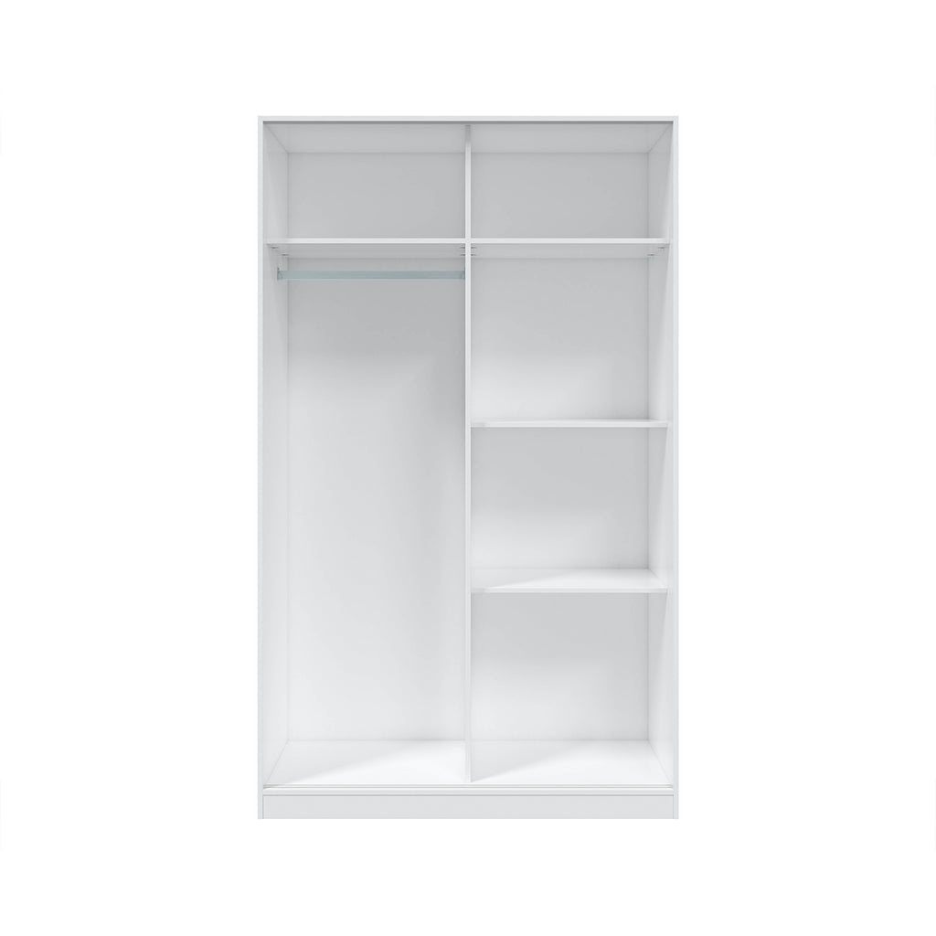 TOP 2 Door Large Modern Sliding Bedroom Wardrobe - White & Grey Finish