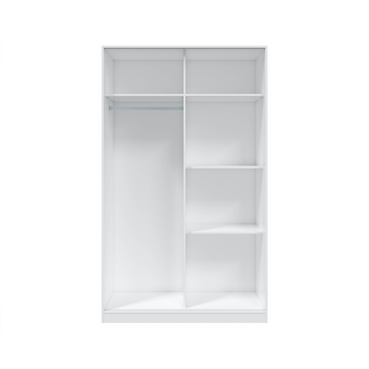 TOP 2 Door Large Modern Sliding Bedroom Wardrobe - White & Grey Finish