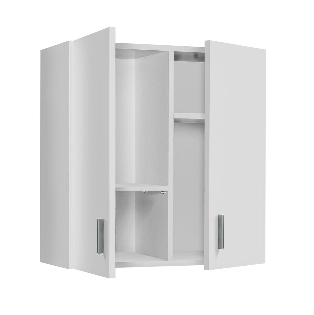 Vita White Wall-Hung Kitchen Cupboard - 2 Door Modular Storage Unit for Utility Room or Kitchen