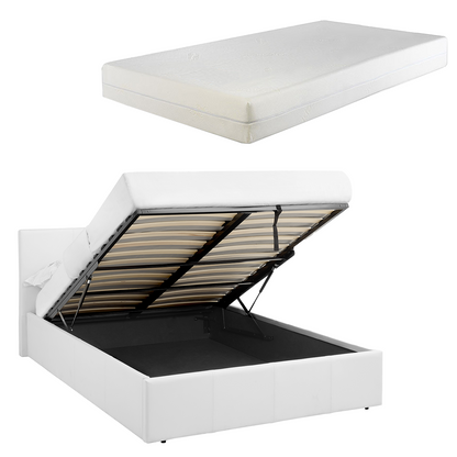 LUNA 4FT6 Double Faux Leather Ottoman Storage Bed-Mattress & Colour Options