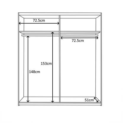 ARM White 2 Door Sliding Wardrobe 150cm Wide Contemporary Design