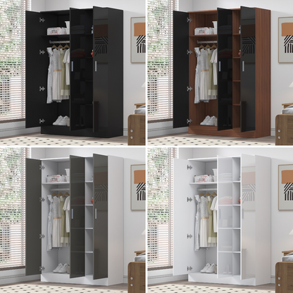 REFLECT Gloss Bedroom Furniture 3 Door Plain Wardrobe - 4 Colour Options