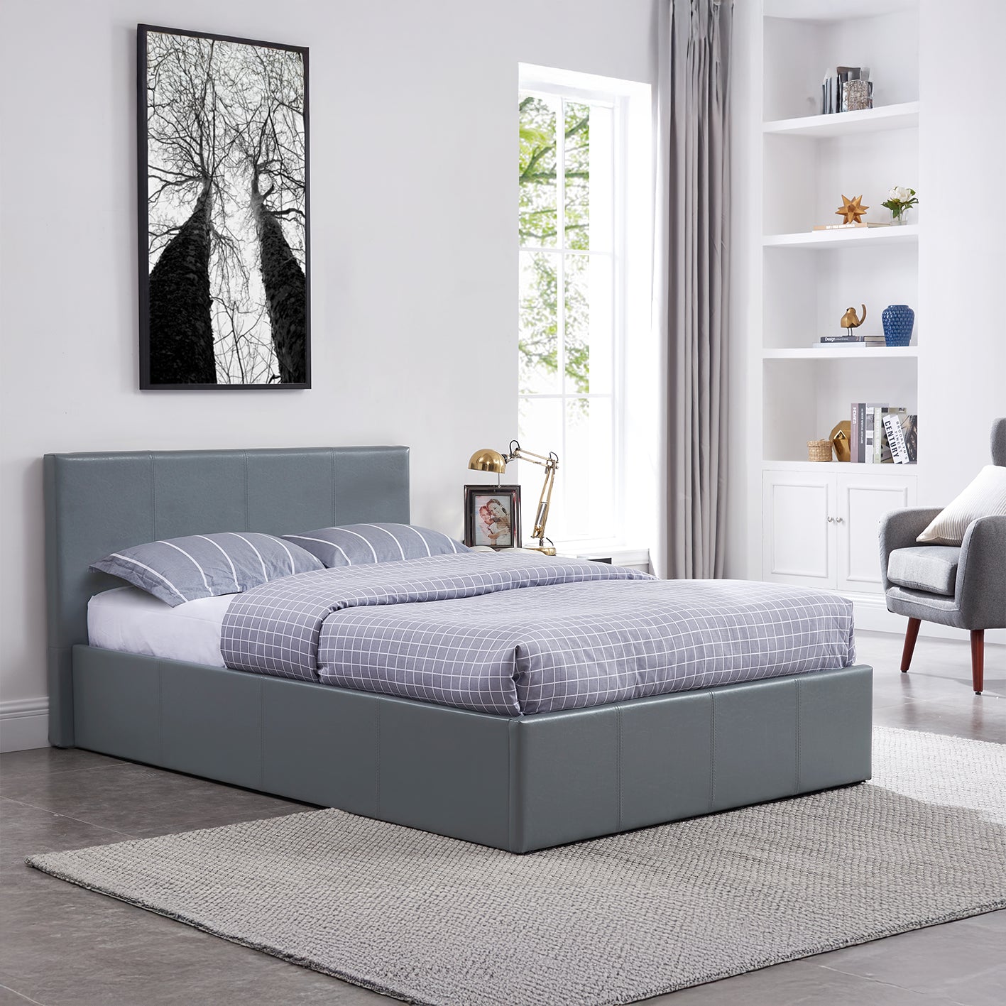 LUNA Faux Leather Ottoman Storage Bed Available Colour Size & Mattress Options