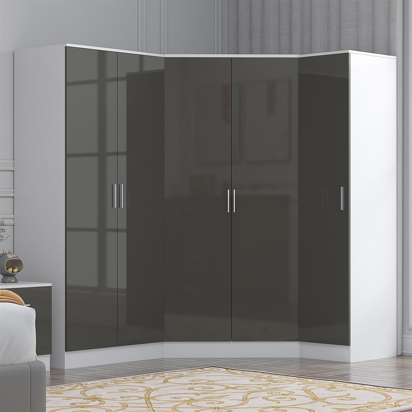 REFLECT Gloss 5 Door Wardrobe Bundle - 2 Door Corner + 2 Door + 1 Door Wardrobe